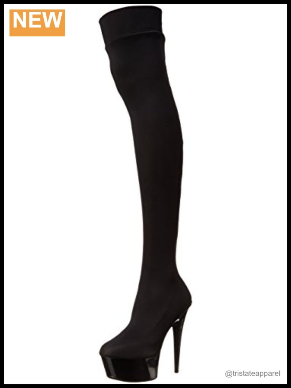 Stiletto Thigh High Boots, Stretch Lycra 6 inch Heel